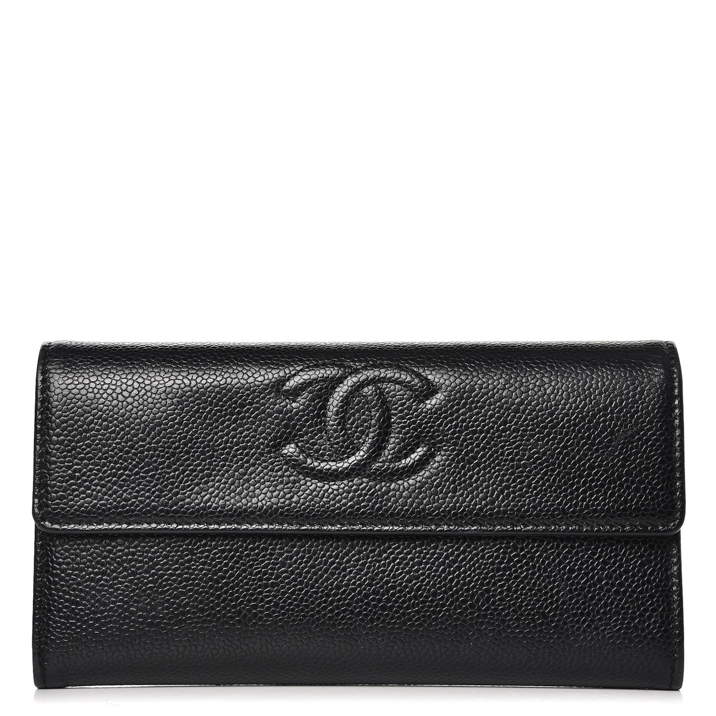 Caviar Timeless CC Large Gusset Flap Wallet Black