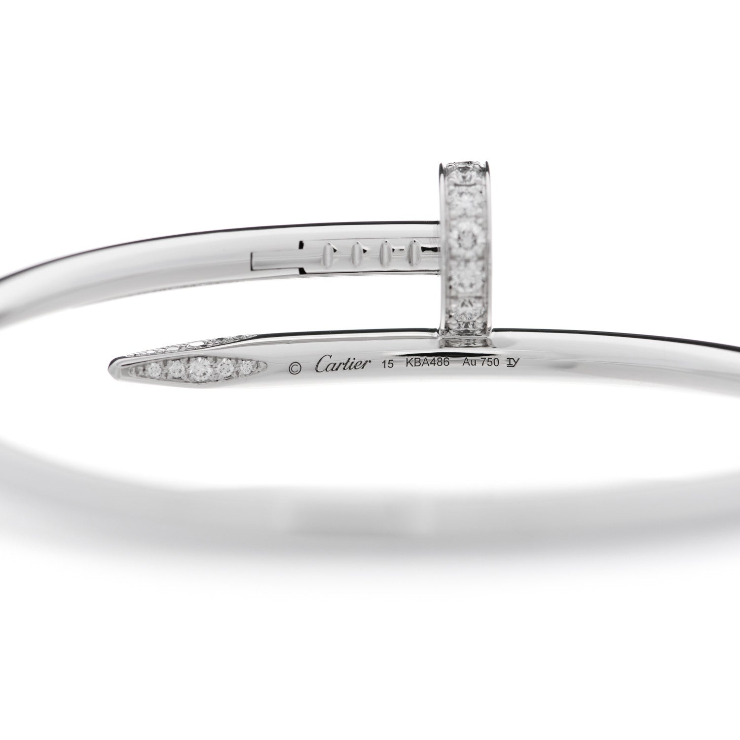 Cartier 18K White Gold Diamond Juste Un Clou Bracelet 15 3 of 4