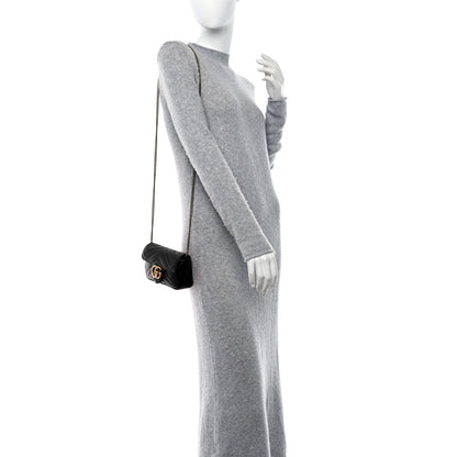 Gucci Calfskin Matelasse Super Mini GG Marmont Shoulder Bag Black 2 of 9