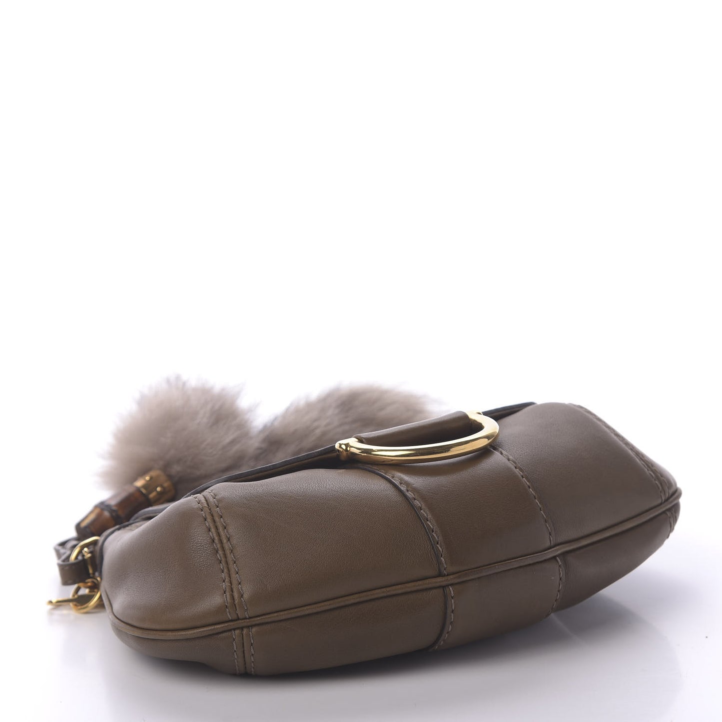 Calfskin Raccoon Tail Small Smilla Chain Bag Green