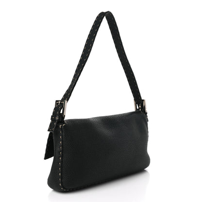 Fendi Calfskin Romano Selleria Baguette Black 3 of 9