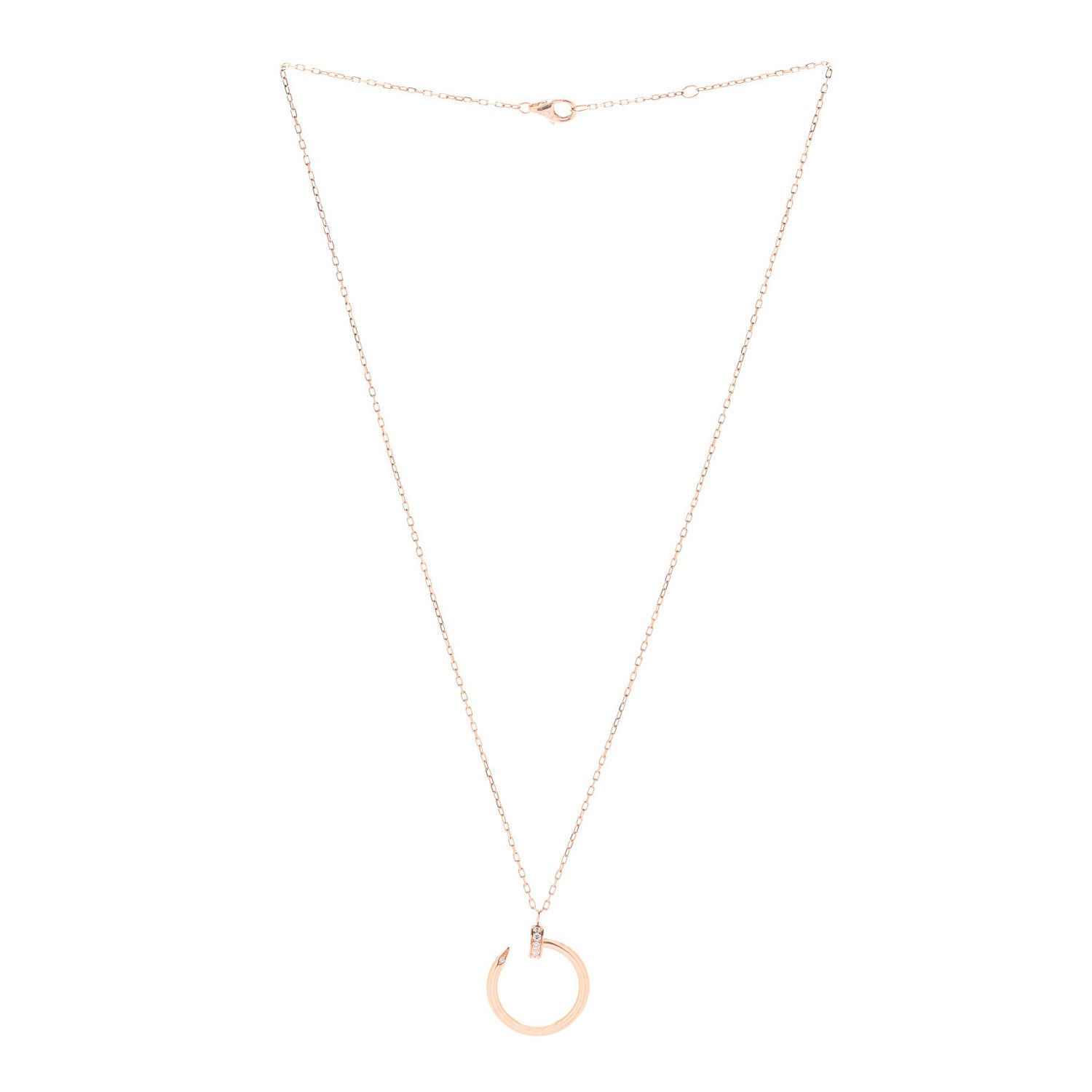 Cartier 18K Pink Gold Diamond Juste Un Clou Pendant Necklace 3 of 5