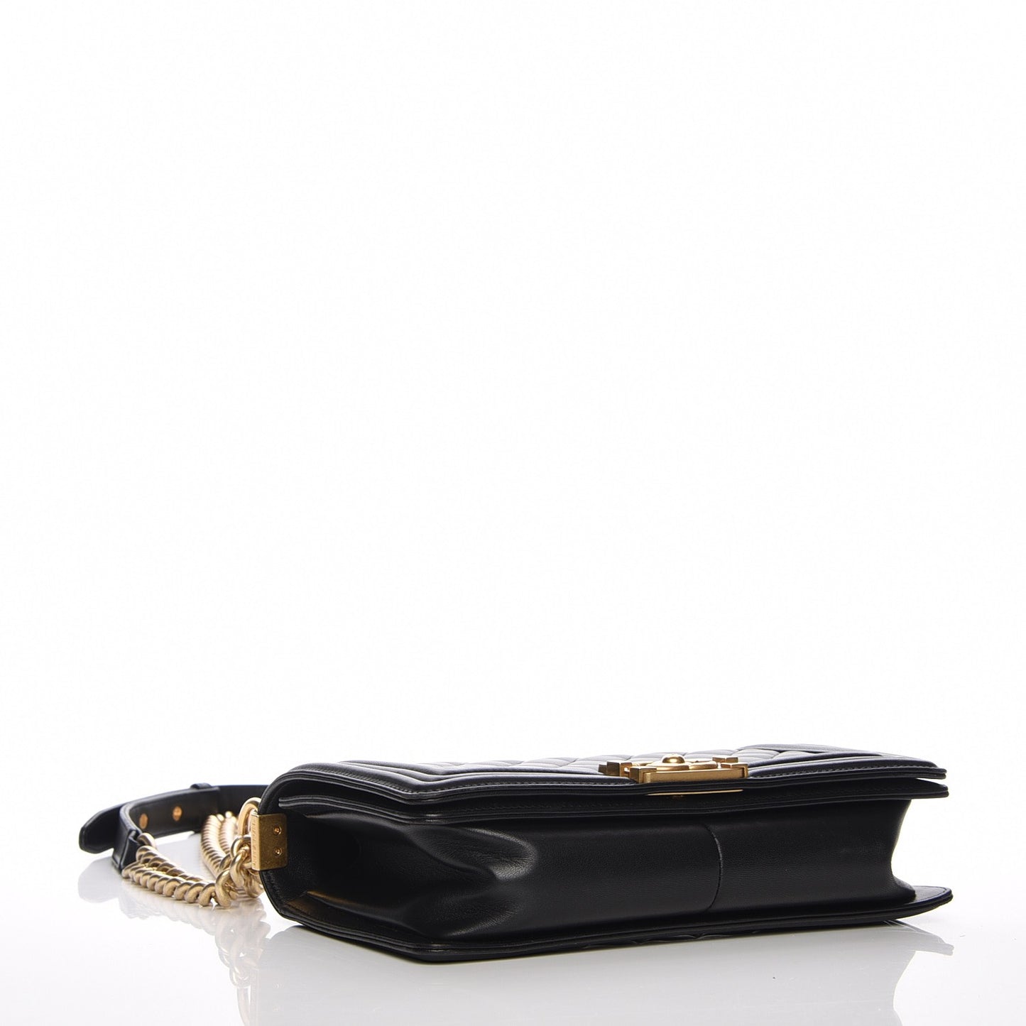 Lambskin Quilted Medium Boy Flap Black
