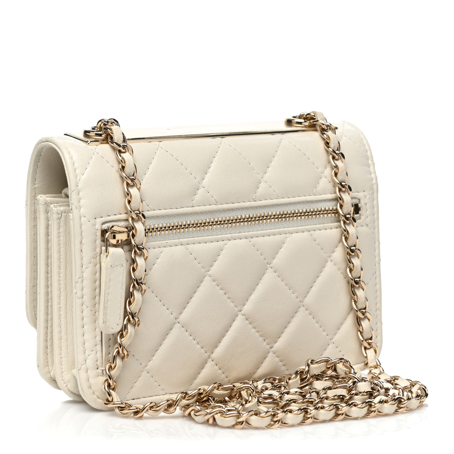 Chanel Lambskin Quilted Mini Trendy CC Wallet On Chain WOC White 3 of 14