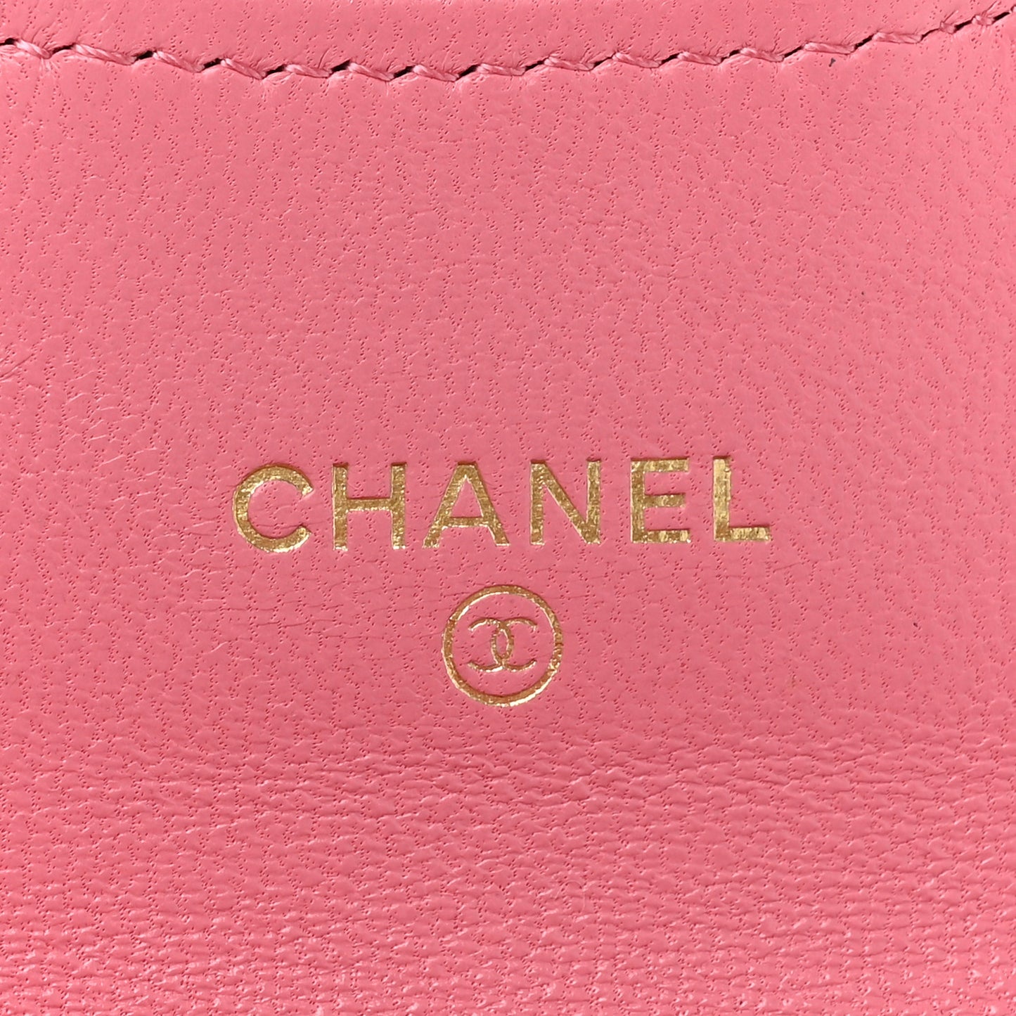 Lambskin Quilted Flap Card Holder On Chain Pink