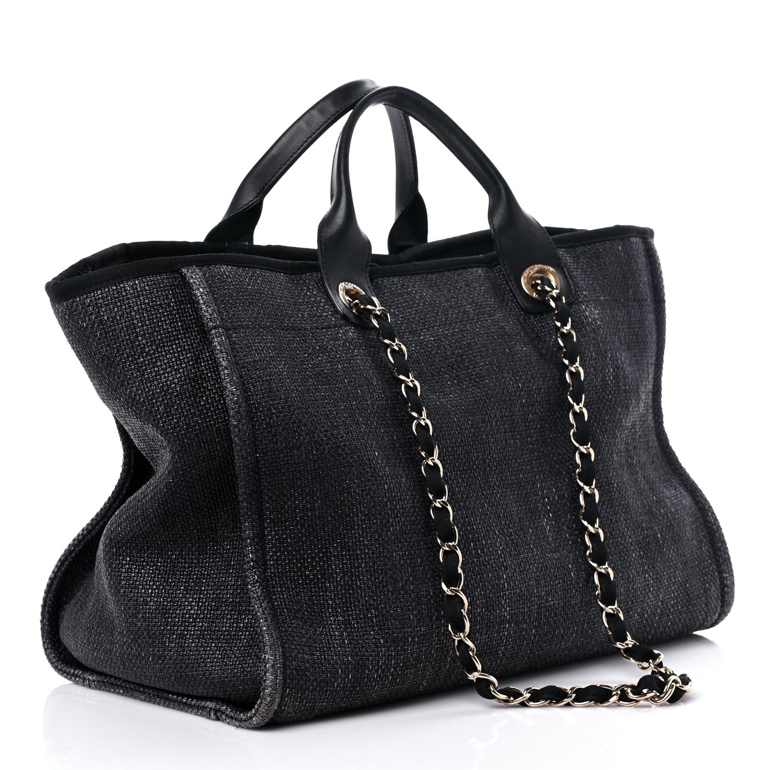 Chanel Woven Straw Raffia Large Deauville Tote Black 3 of 24