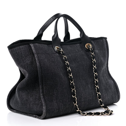 Chanel Woven Straw Raffia Large Deauville Tote Black 3 of 24