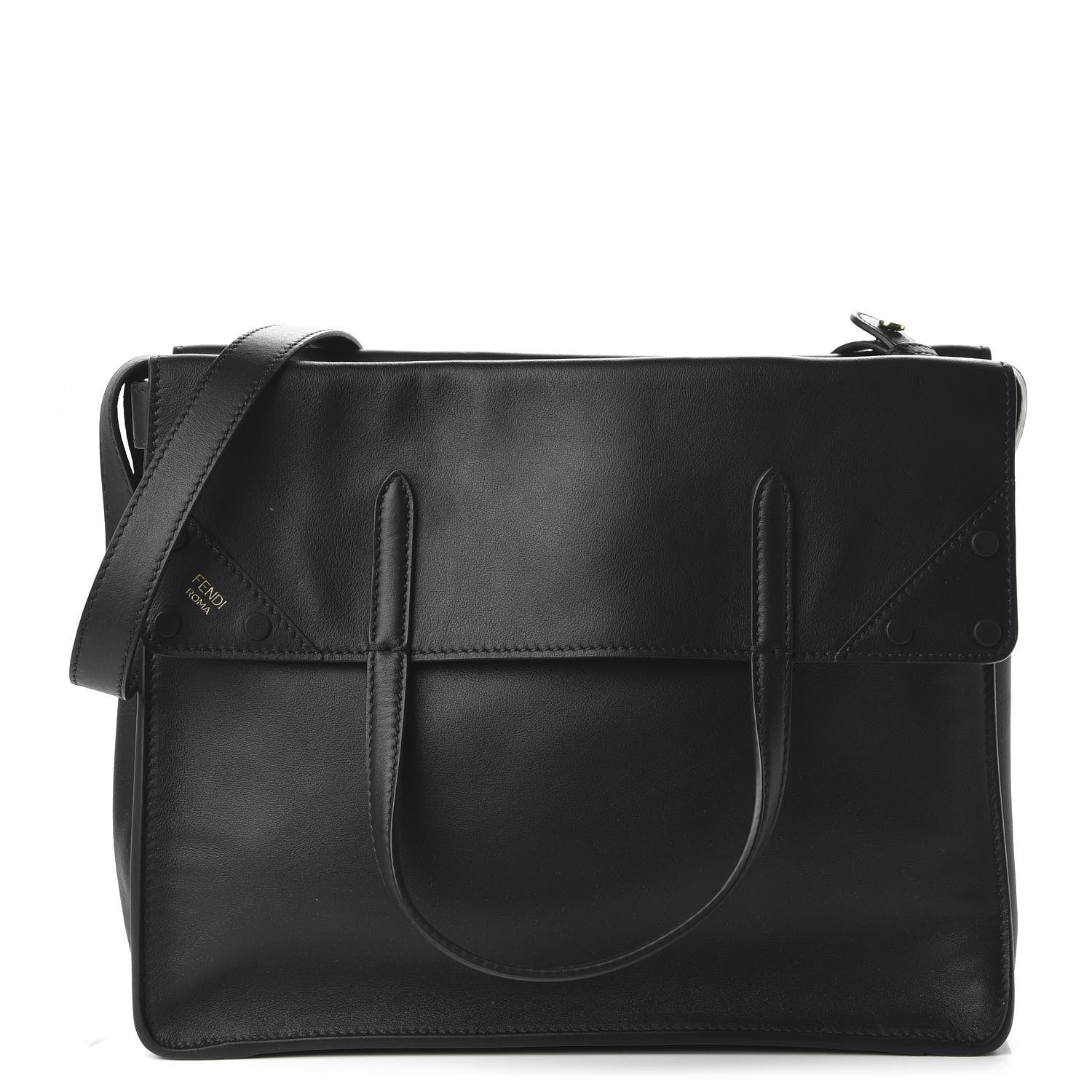 Fendi Vitello Grace Matte Large Flip Tote Black 1 of 9