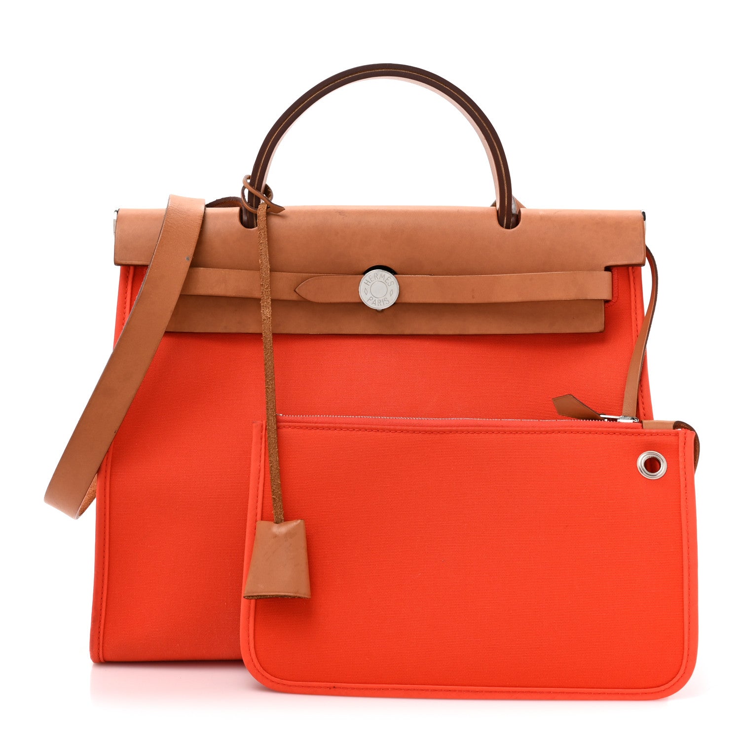 Hermes Toile Vache Hunter Herbag Zip 31 PM Orange Natural Orange Natural 3 of 21