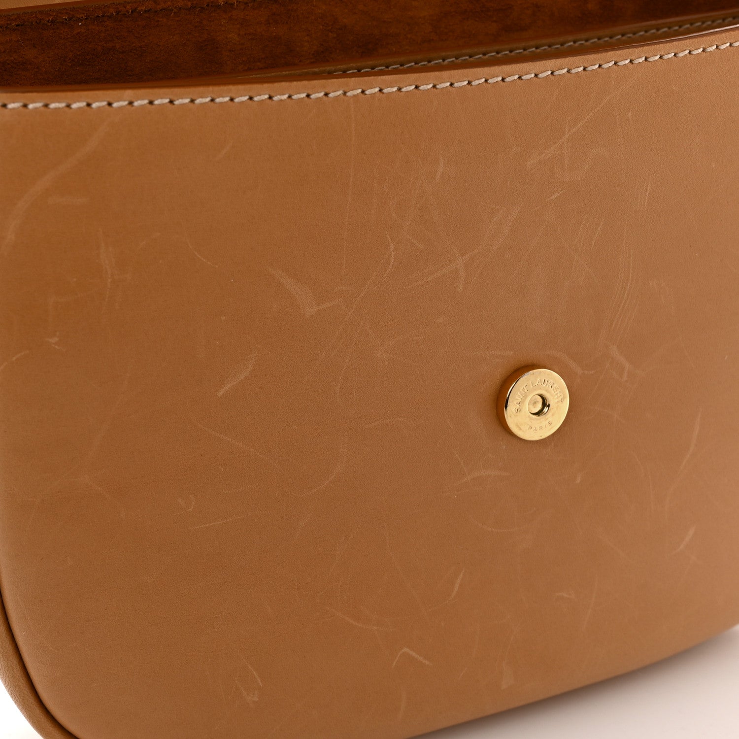 Saint Laurent Smooth Vintage Calfskin Monogram Medium Kaia Satchel Gold 12 of 13