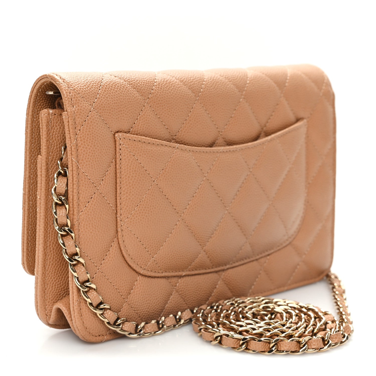 Chanel Caviar Quilted Wallet On Chain WOC Beige 3 of 12