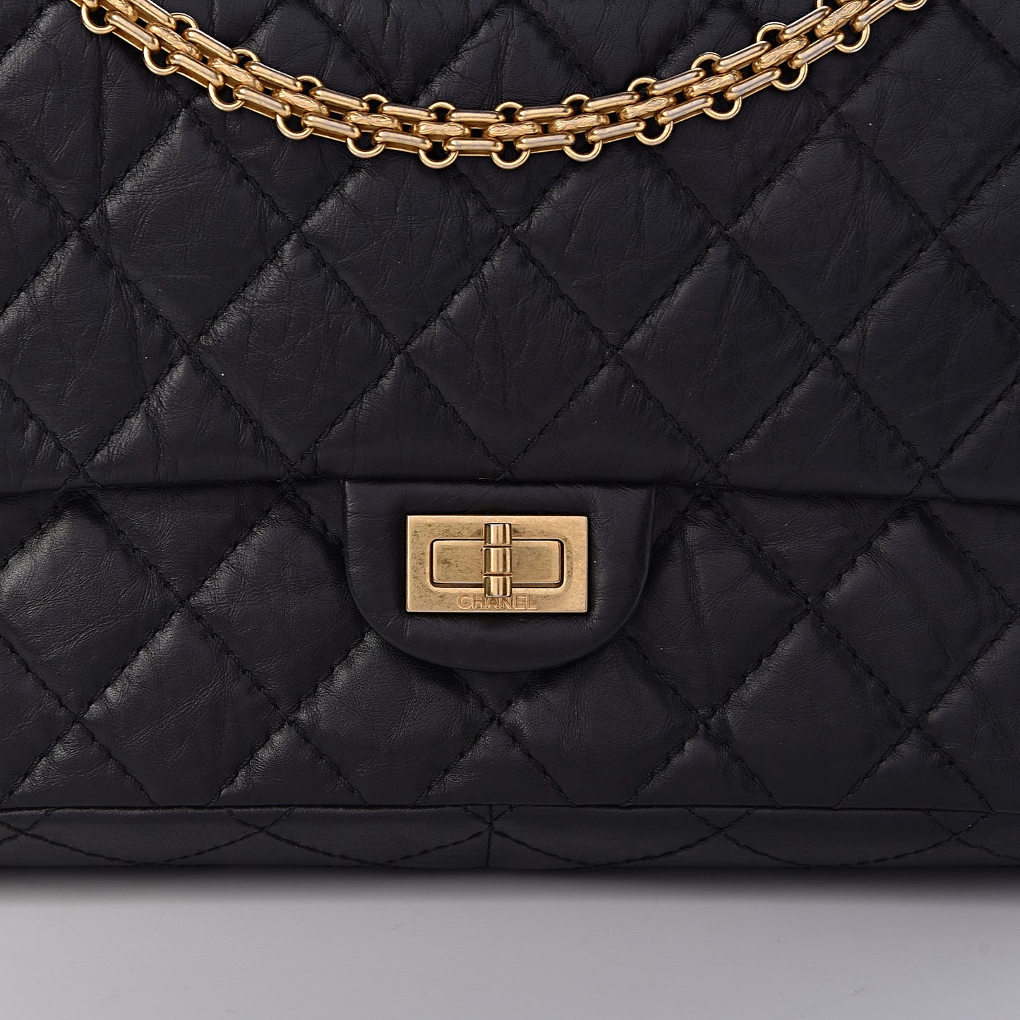 Aged Calfskin Quilted 2.55 Reissue 226 Flap Black