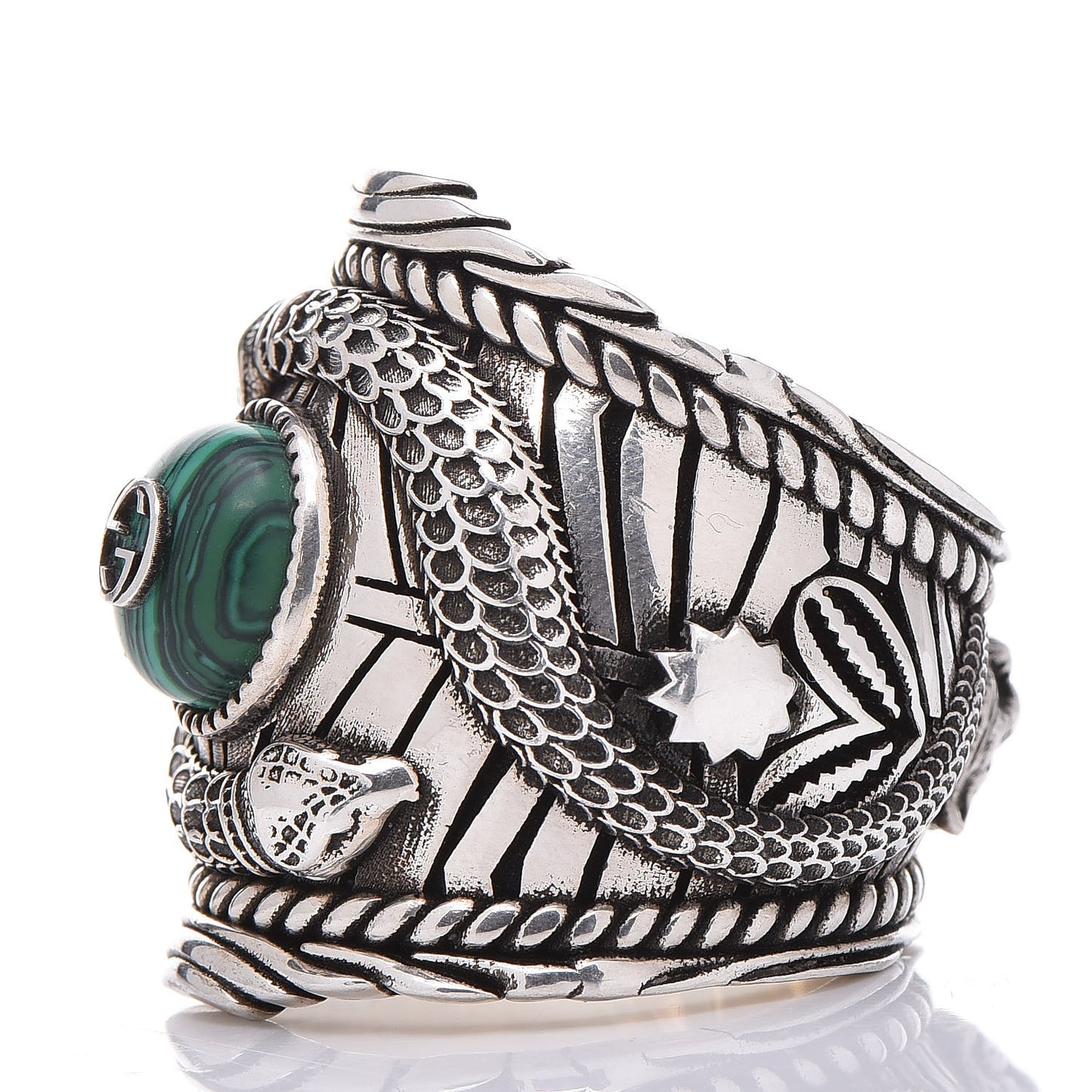 Sterling Silver Large Garden Ring Green 63 10.25
