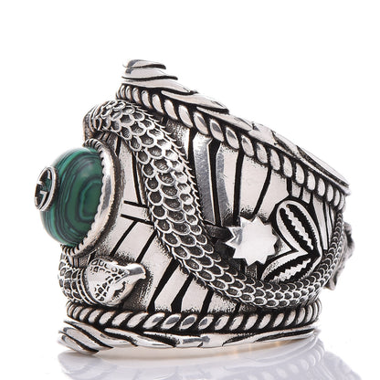 Gucci Sterling Silver Large Garden Ring Green 63 10.25 3 of 7