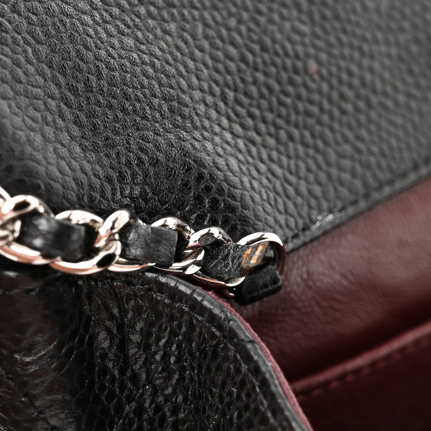 Caviar Quilted Clutch With Chain Flap Black