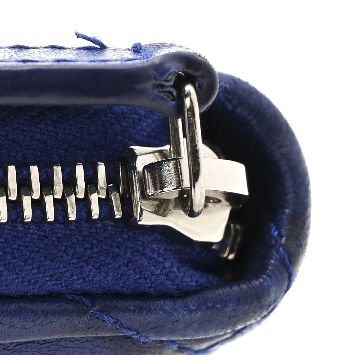 Chanel Lambskin Quilted Zip Around Coin Purse Wallet Blue 9 of 14