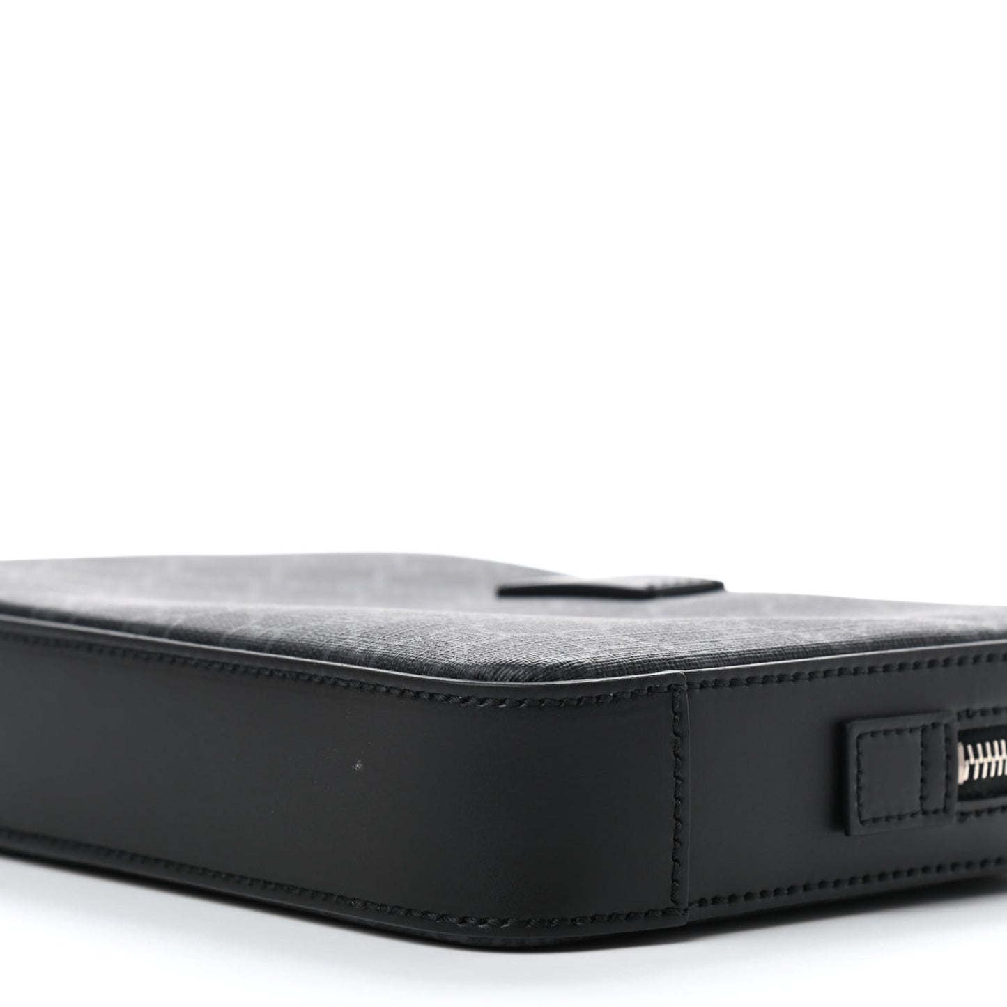 GG Supreme Monogram Appia Calfskin Web Wristlet Black