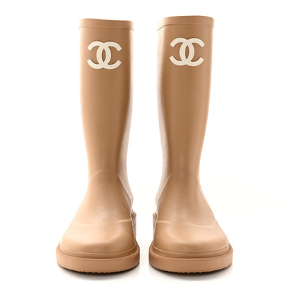 Chanel Caoutchouk CC High Boots 39 Beige 2 of 13