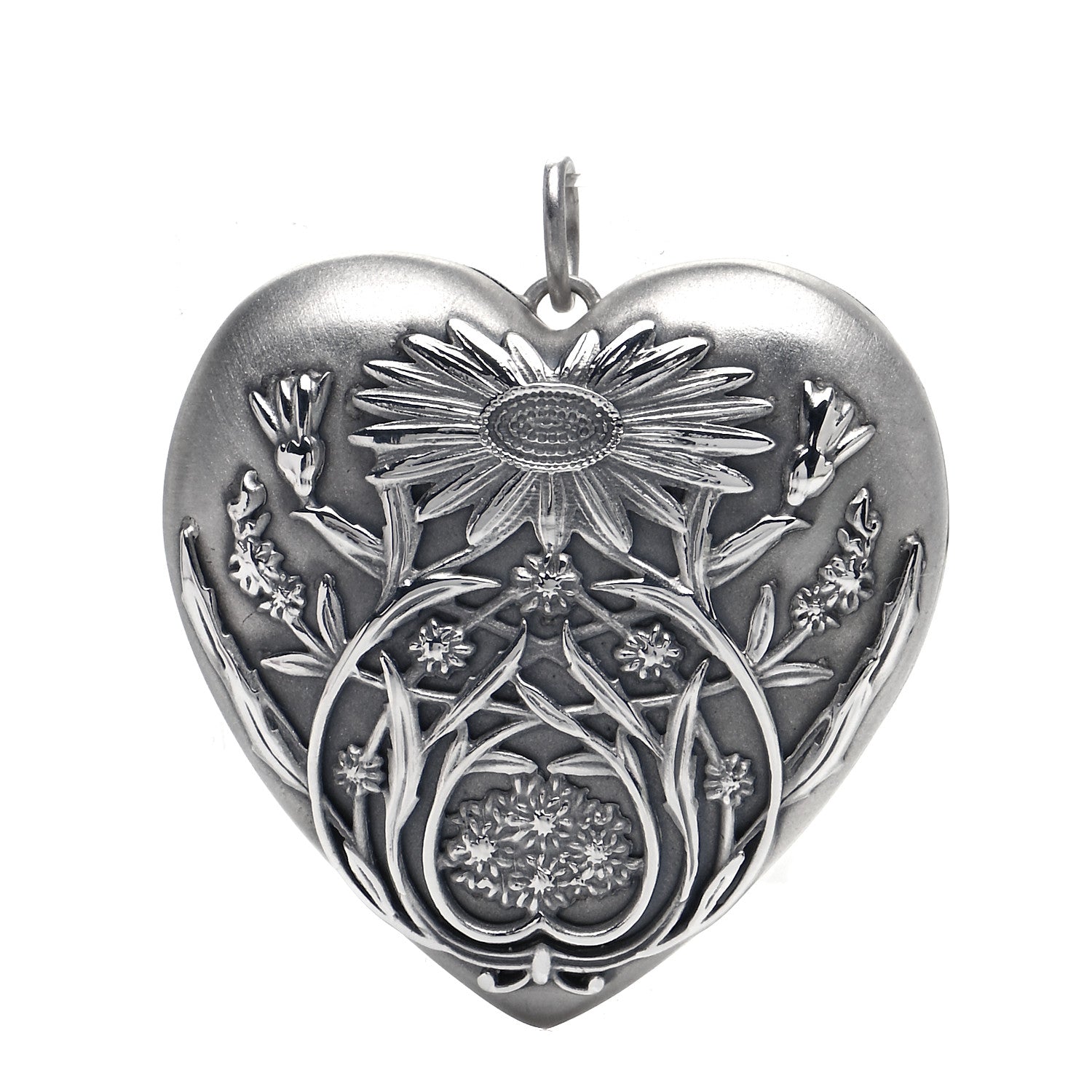 Tiffany Sterling Silver Large Ziegfeld Daisy Heart Locket Pendant 1 of 6