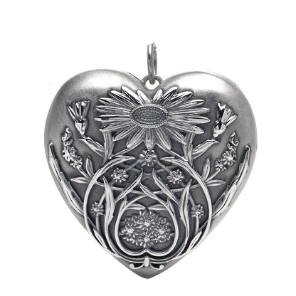 Tiffany Sterling Silver Large Ziegfeld Daisy Heart Locket Pendant 1 of 6