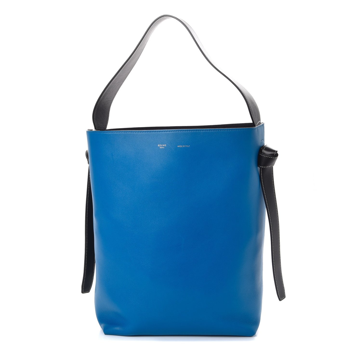 Shiny Smooth Calfskin Small Twisted Cabas Bright Blue Peacock