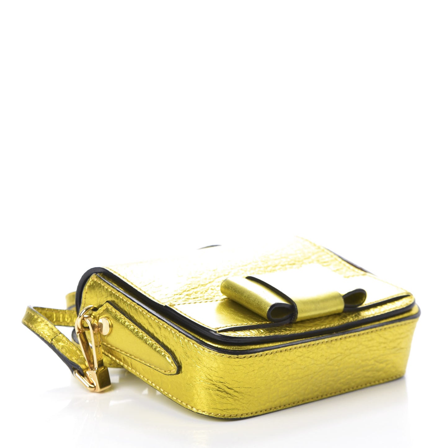 Metallic Calfskin Bow Detail Berkeley Crossbody Yellow