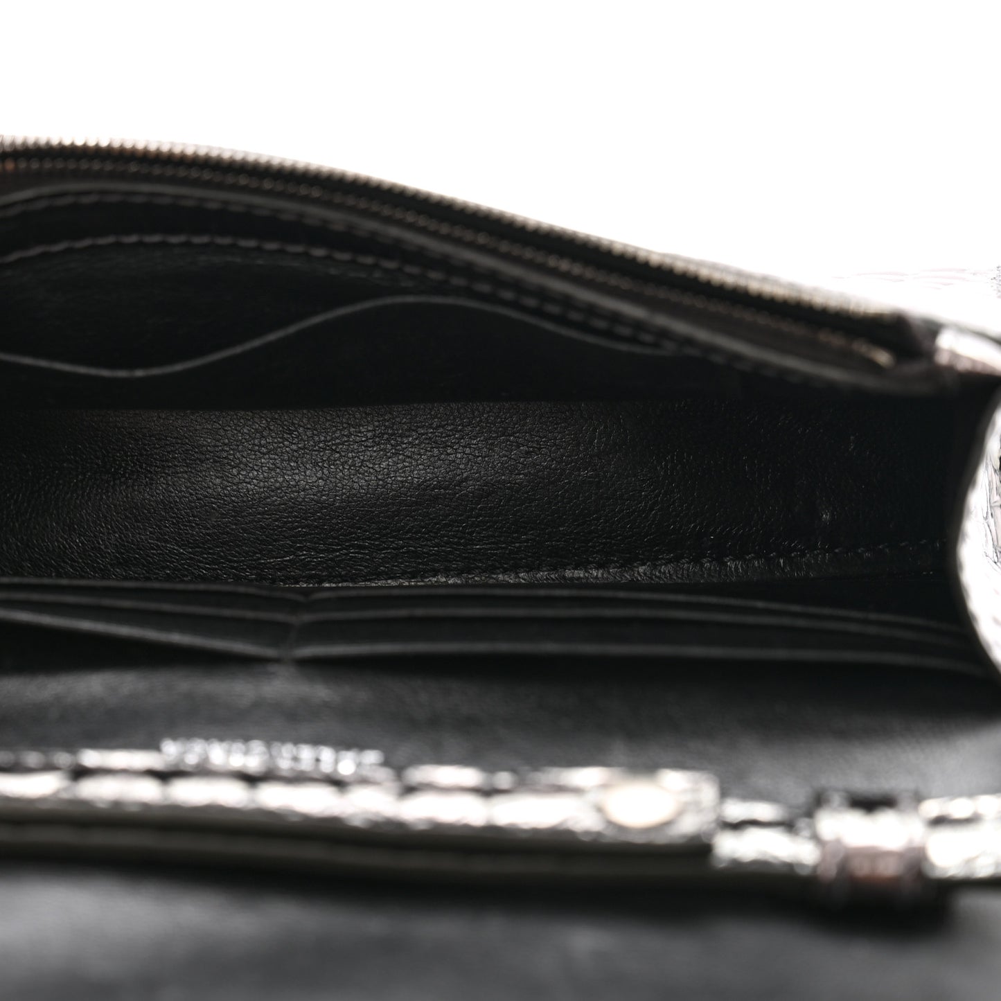 Shiny Metallic Calfskin Crocodile Embossed Hourglass Chain Bag Gunmetal