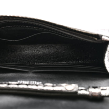 Balenciaga Shiny Metallic Calfskin Crocodile Embossed Hourglass Chain Bag Gunmetal 5 of 12