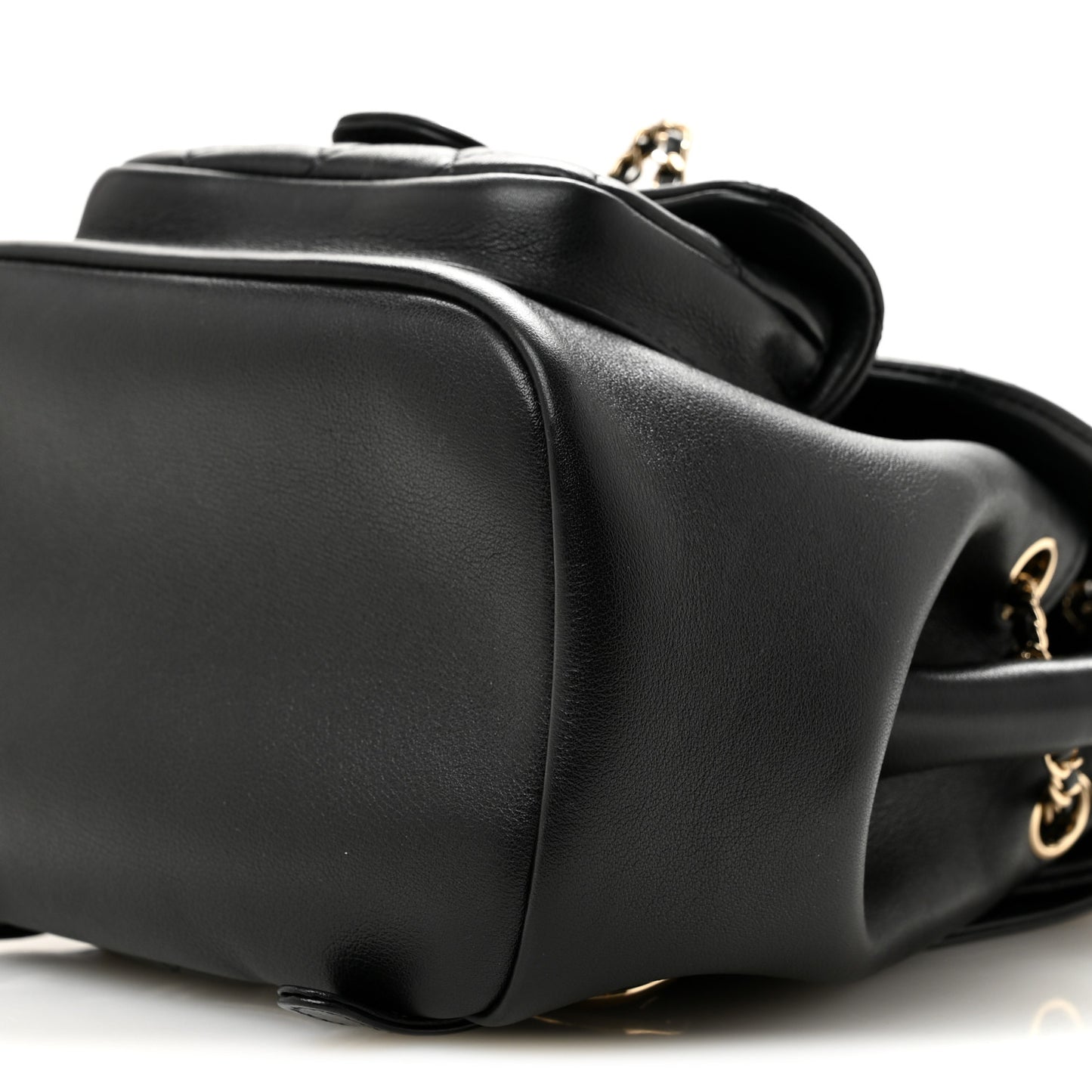 Lambskin Quilted Small Duma Drawstring Backpack Black