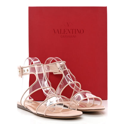 Valentino Garavani Nappa PVC Dollybow Sandals 38 Water Rose 9 of 9