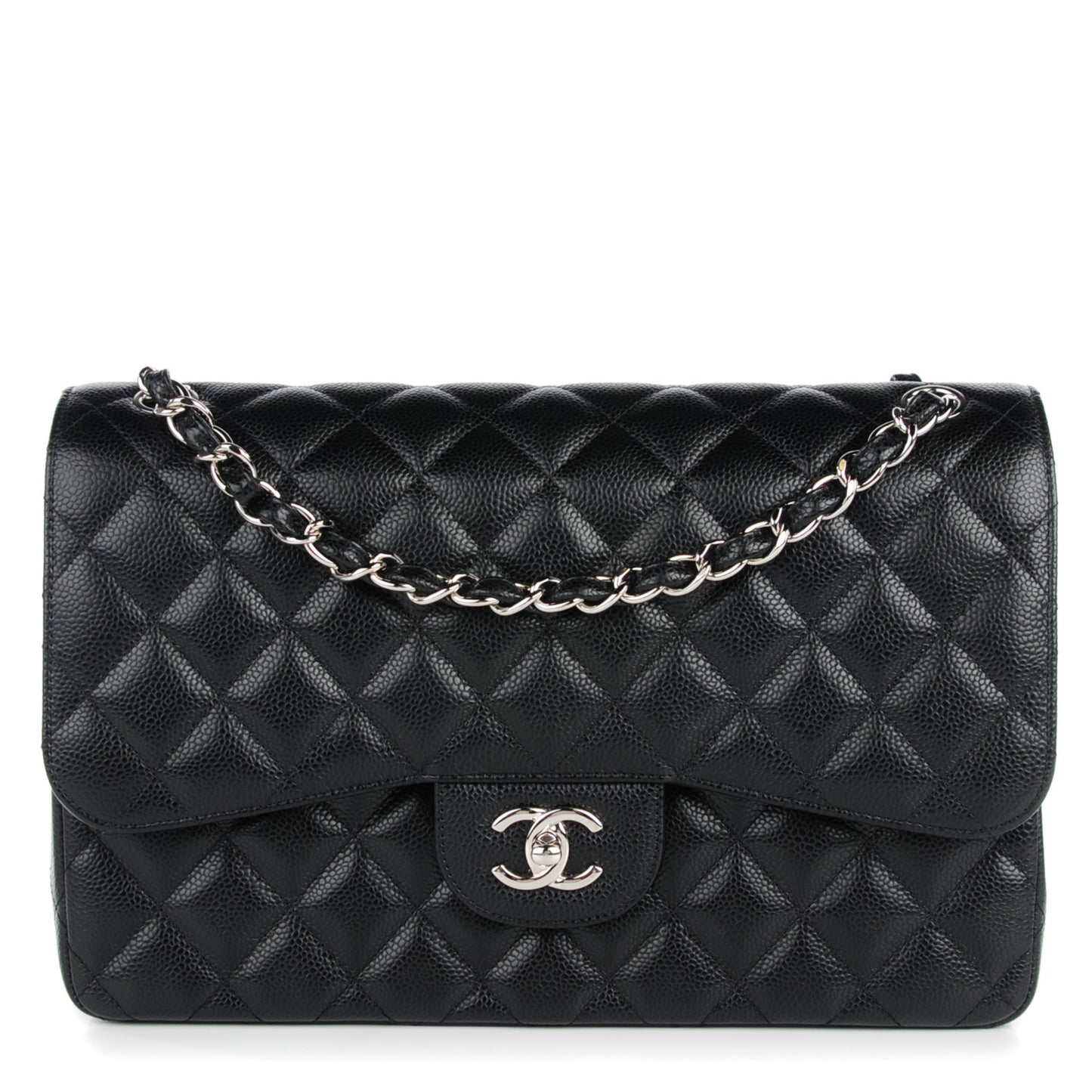 Caviar Quilted Jumbo Double Flap Black