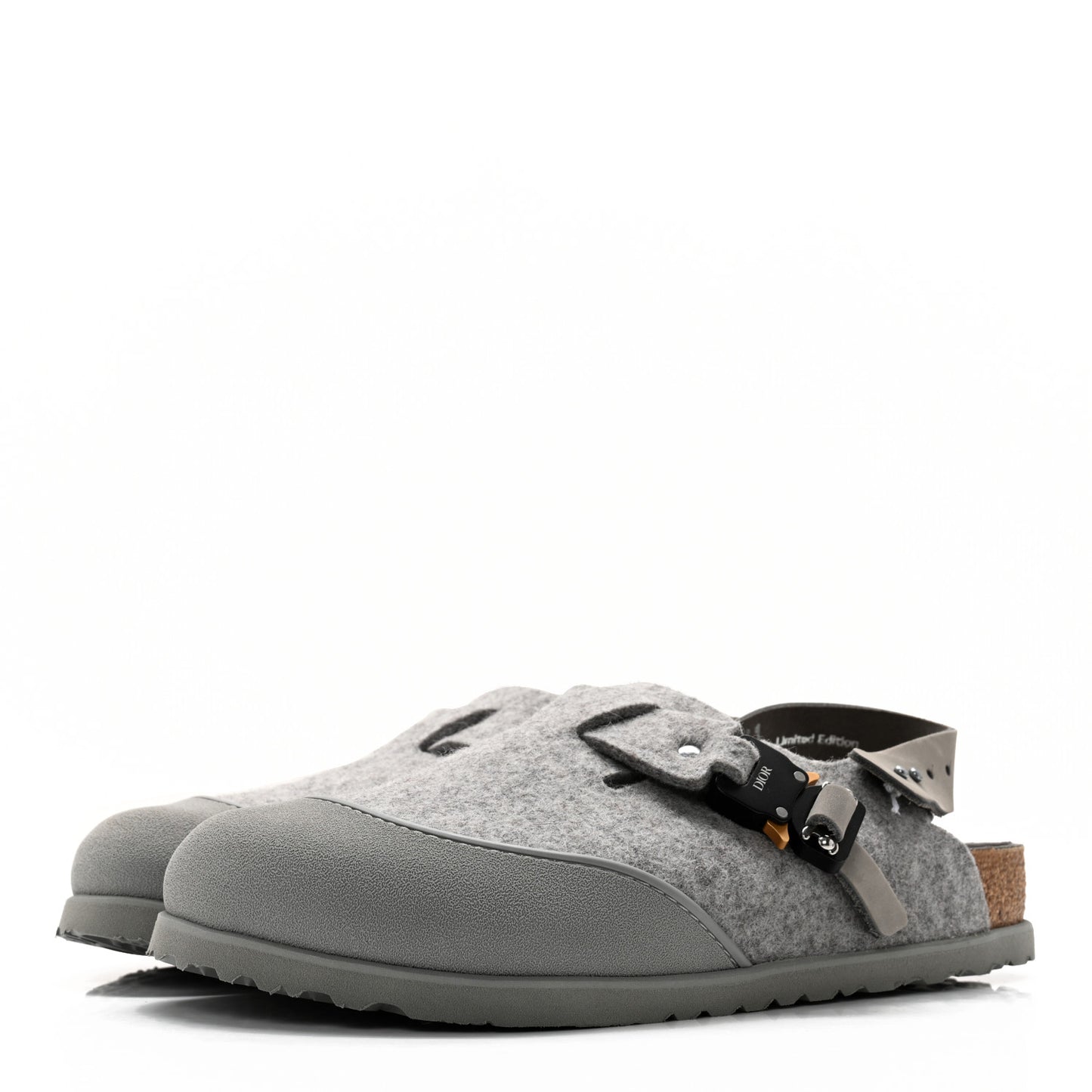 X BIRKENSTOCK Felted Wool Nubuck Calfskin Tokio Mule 41 Grey