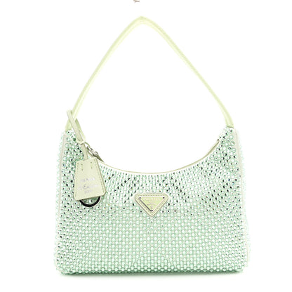 Prada Satin Crystal Mini Re-Edition 2000 Bag Acqua 1 of 11