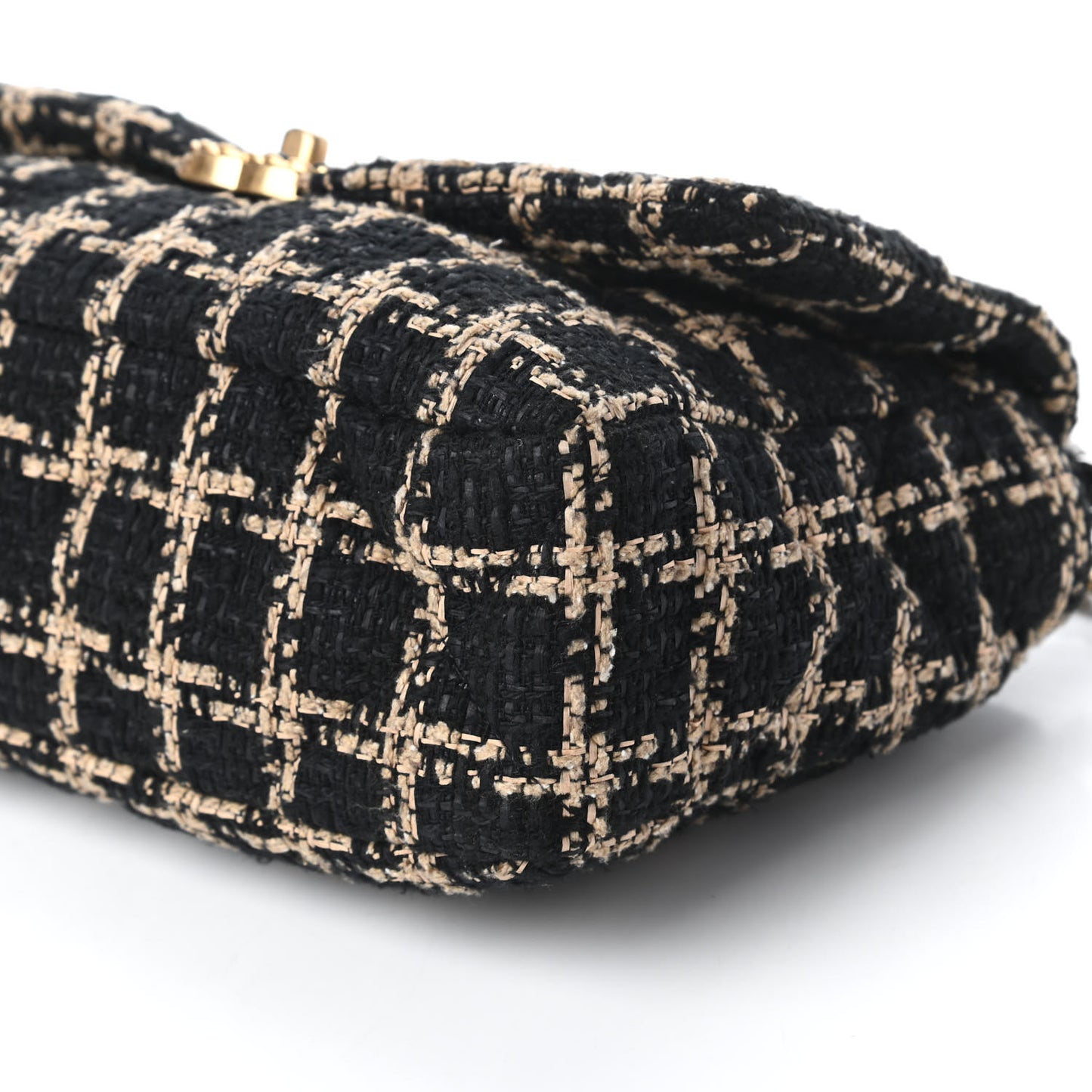 Tweed Quilted Large Chanel 19 Flap Black Beige