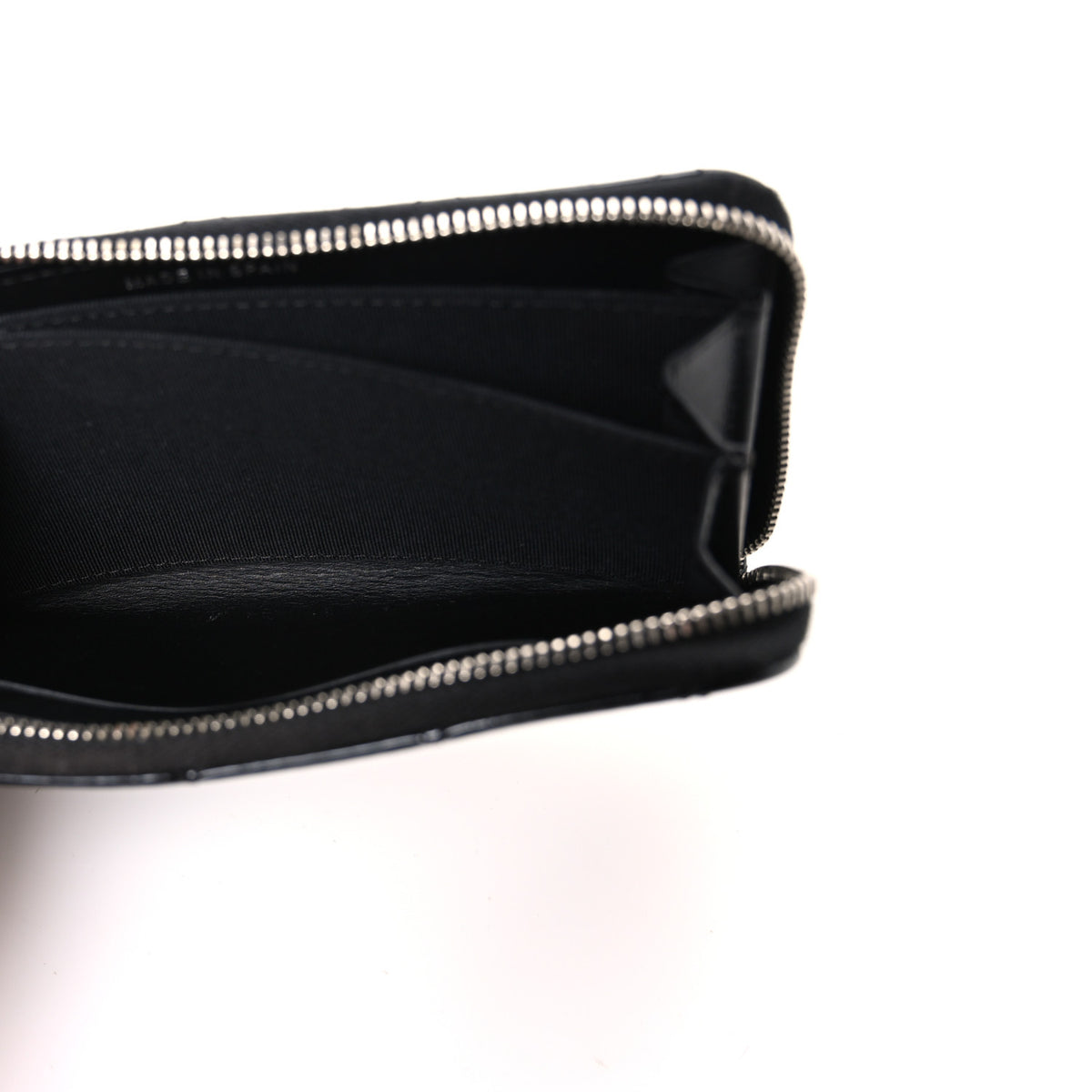 Patent Quilted Small Zip Around Wallet Black