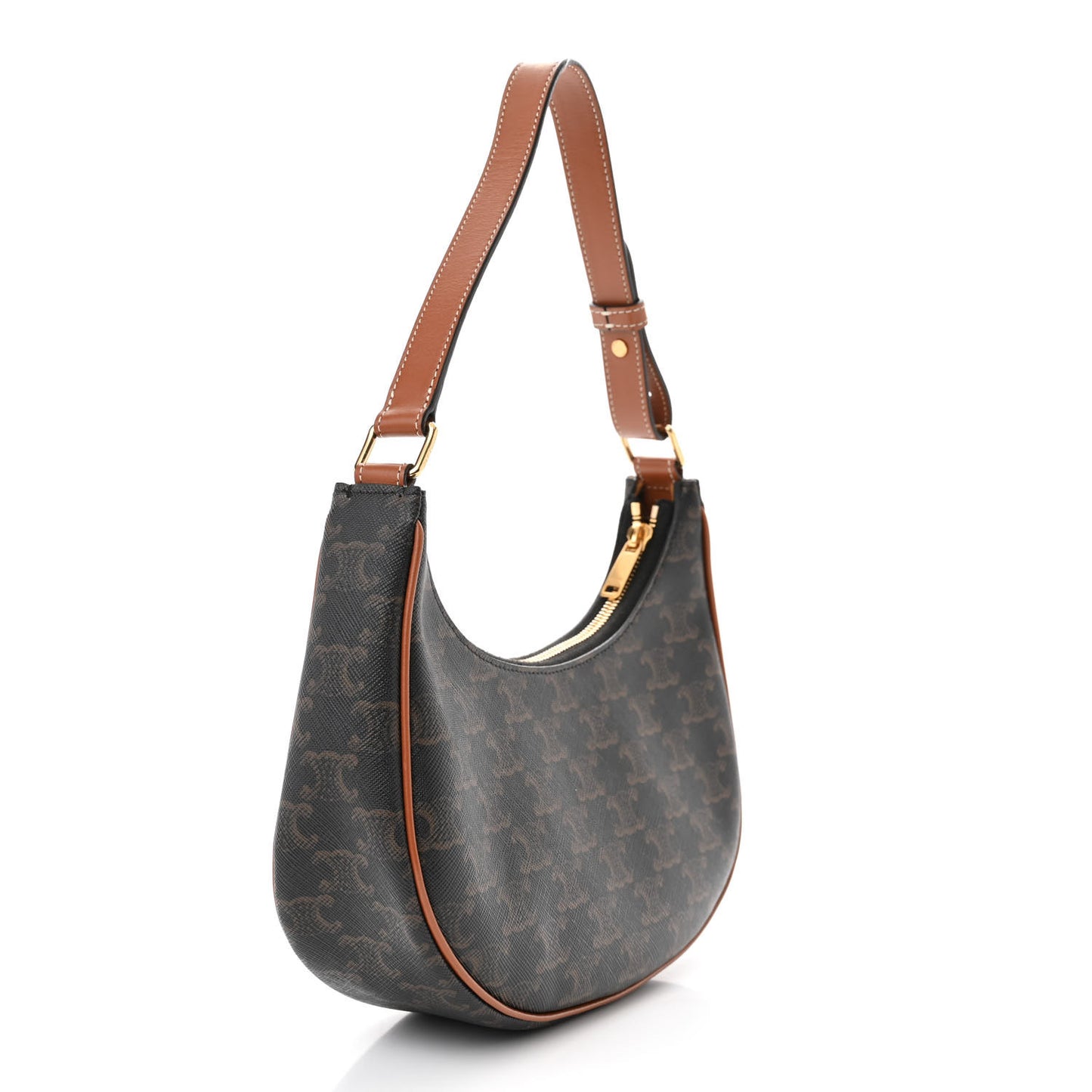 Triomphe Canvas Calfskin Ava Shoulder Bag Tan