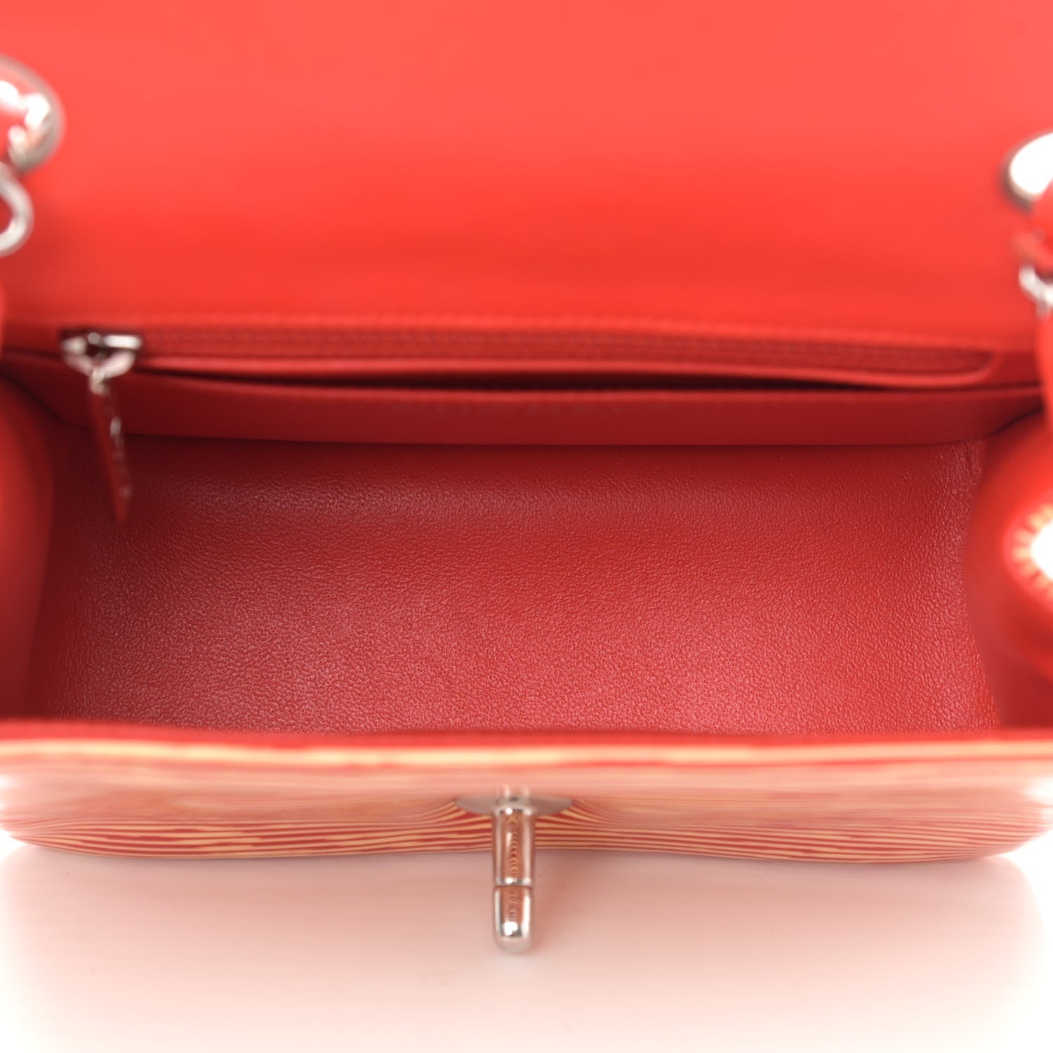 Chanel Patent Calfskin Striped Mini Square Flap Red 5 of 10
