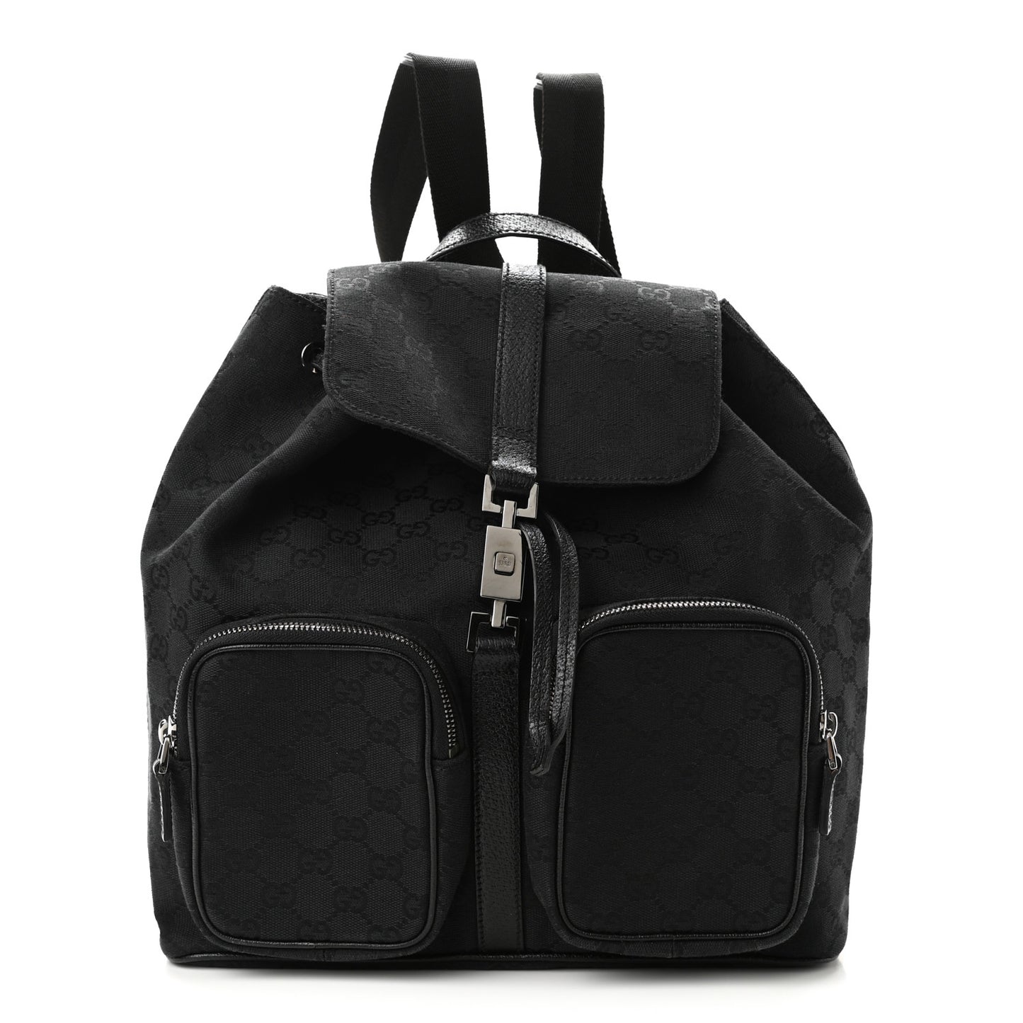 GG Monogram Single Buckle Backpack Black
