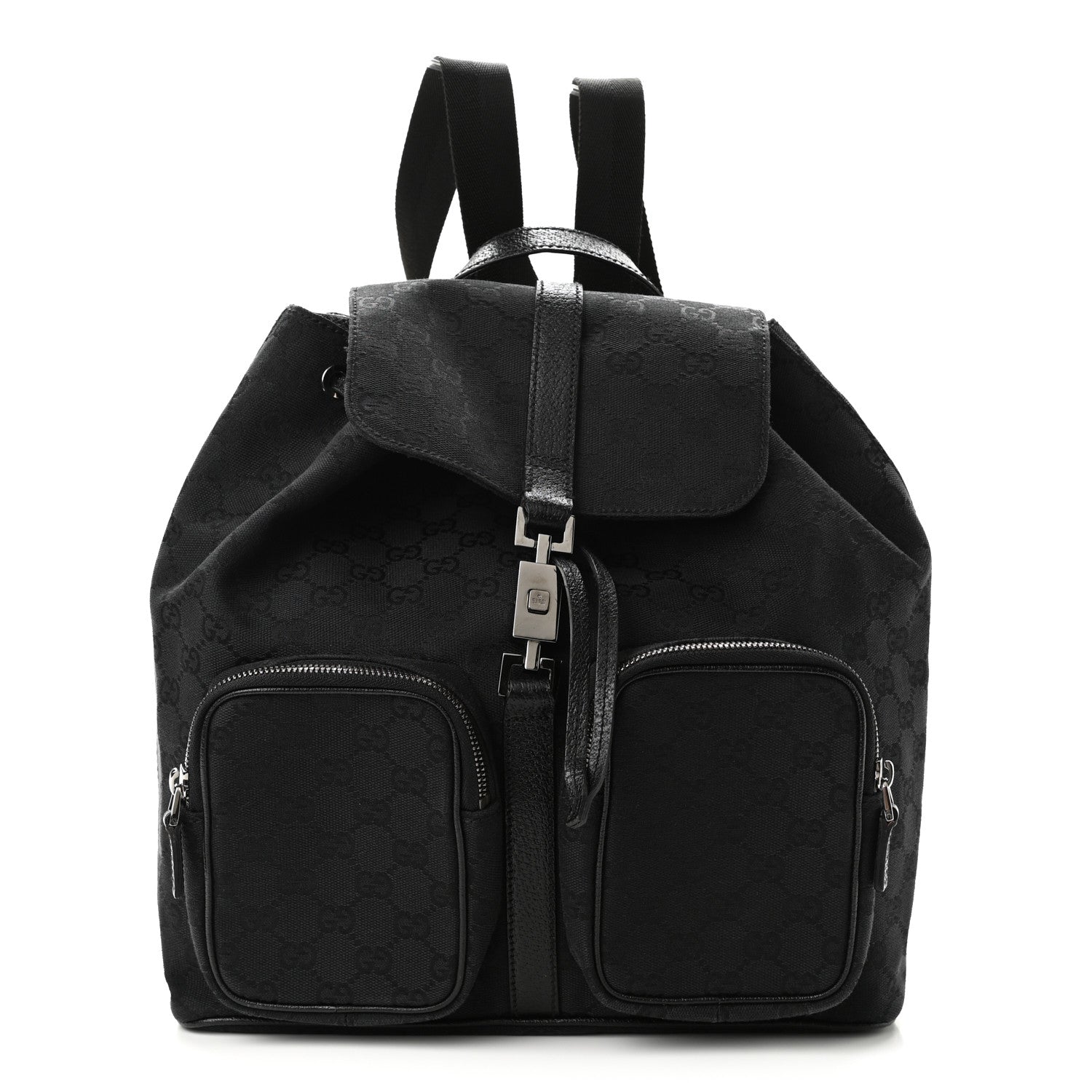 Gucci GG Monogram Single Buckle Backpack Black 1 of 11