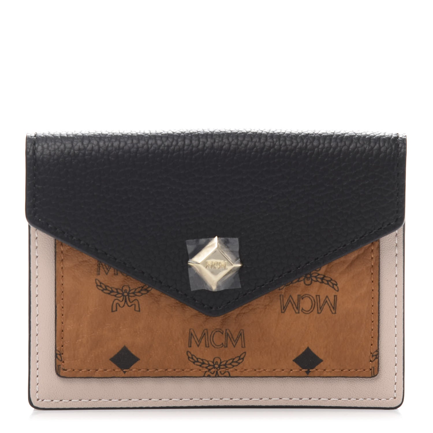 MCM Visetos Mini Love Letter Flap Wallet Cognac Black White 1 of 10