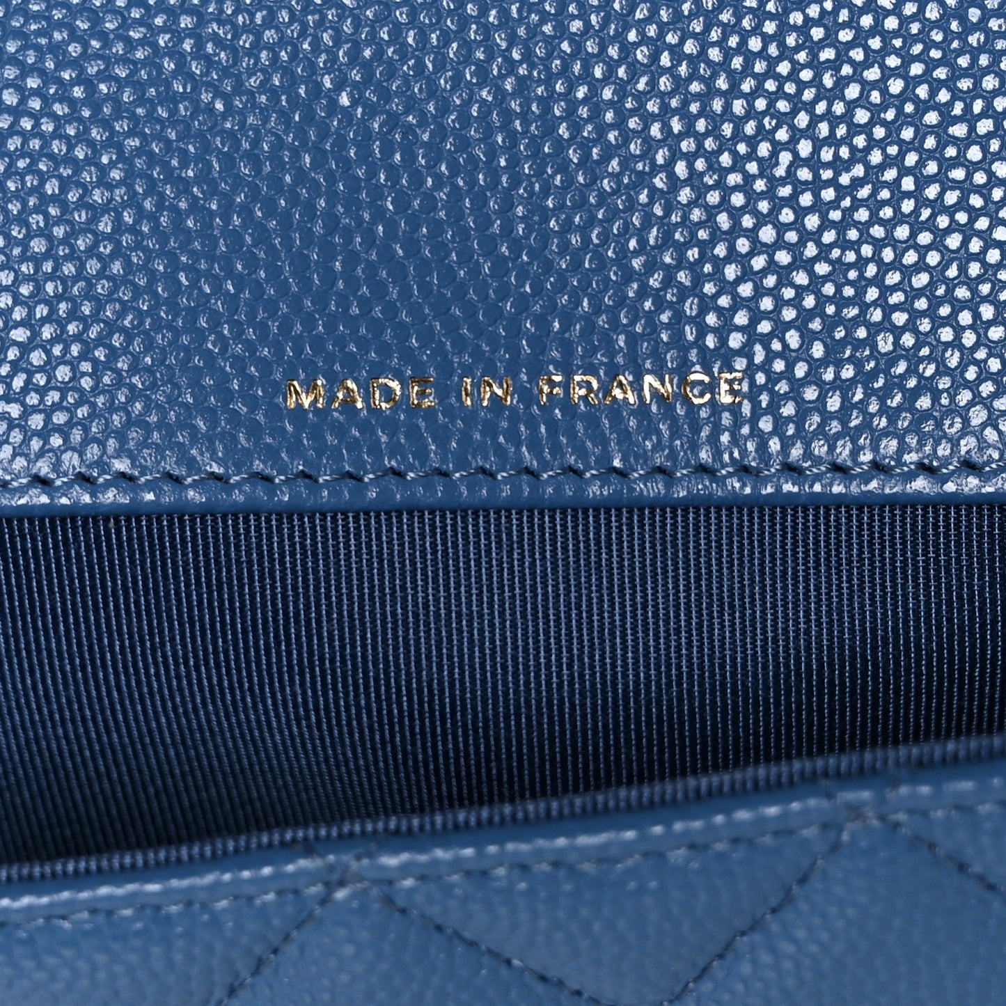 Caviar Quilted Glasses Case With Chain Blue