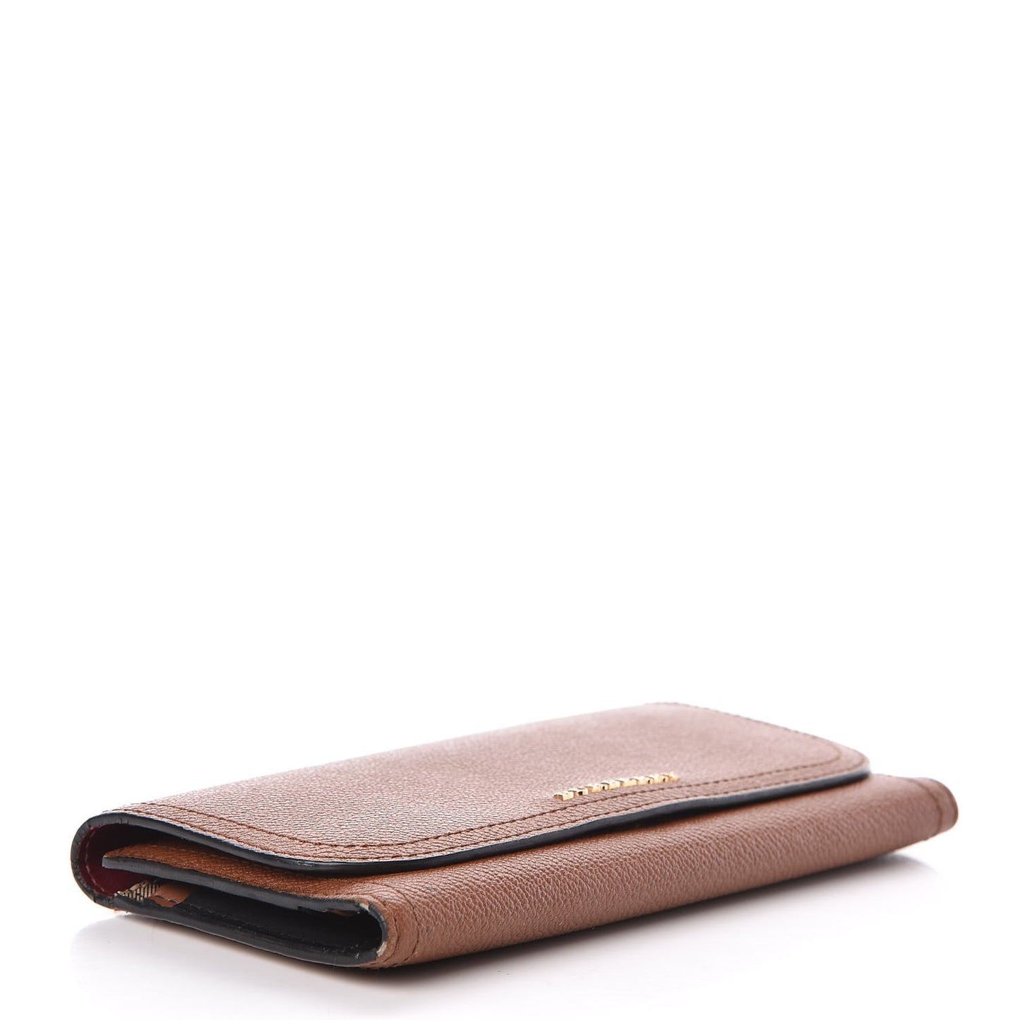 Grainy Calfskin Tri-Fold Wallet Tan