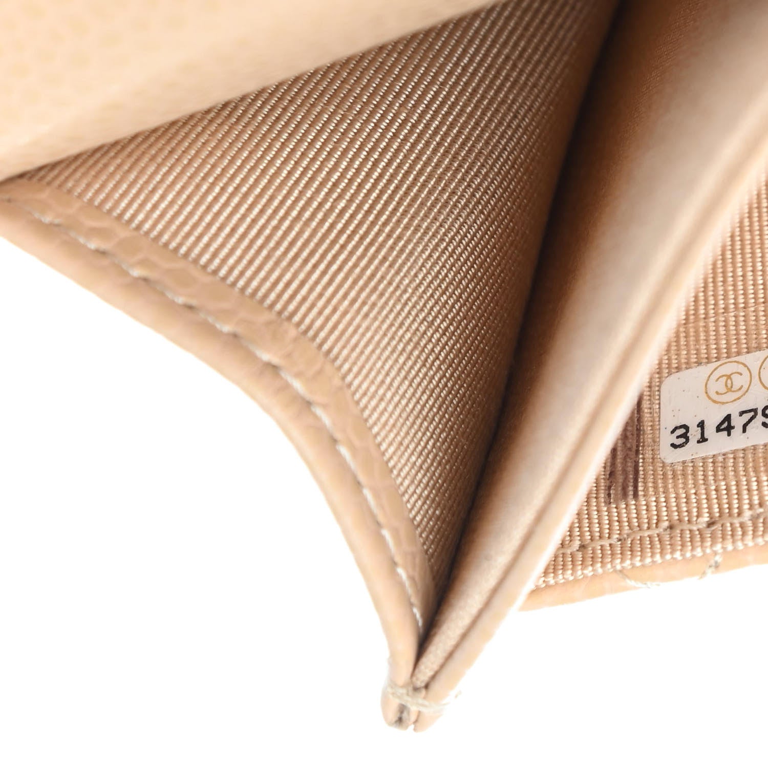 Chanel Caviar Quilted Flap Card Holder Wallet Beige 8 of 9