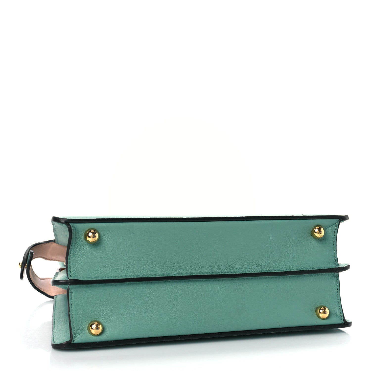 Fendi Vitello Seta Shiny Nappa Plexiglass Small Peekaboo I SEE U Satchel Menta Light Rose 3 of 17