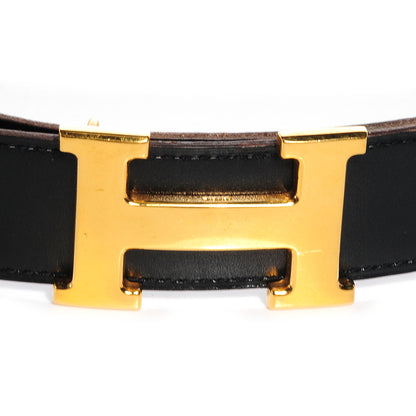 Hermes Box Togo Reversible Polished Constance 32mm H Belt 70 Noir Gold 3 of 6