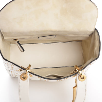 Christian Dior Calfskin Cannage Studded Medium Supple Lady Dior White 5 of 7