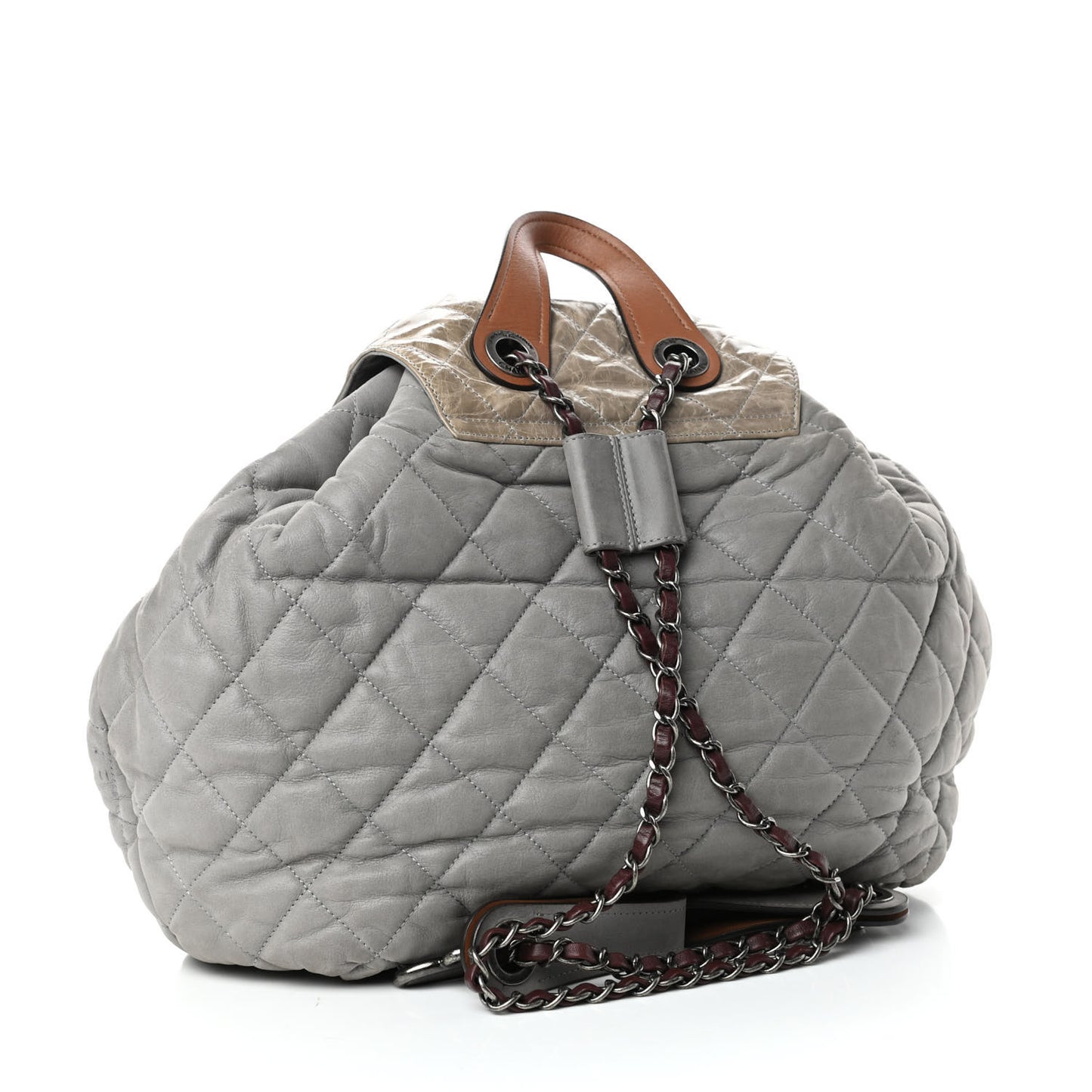 Iridescent Calfskin Quilted In The Mix Backpack Grey