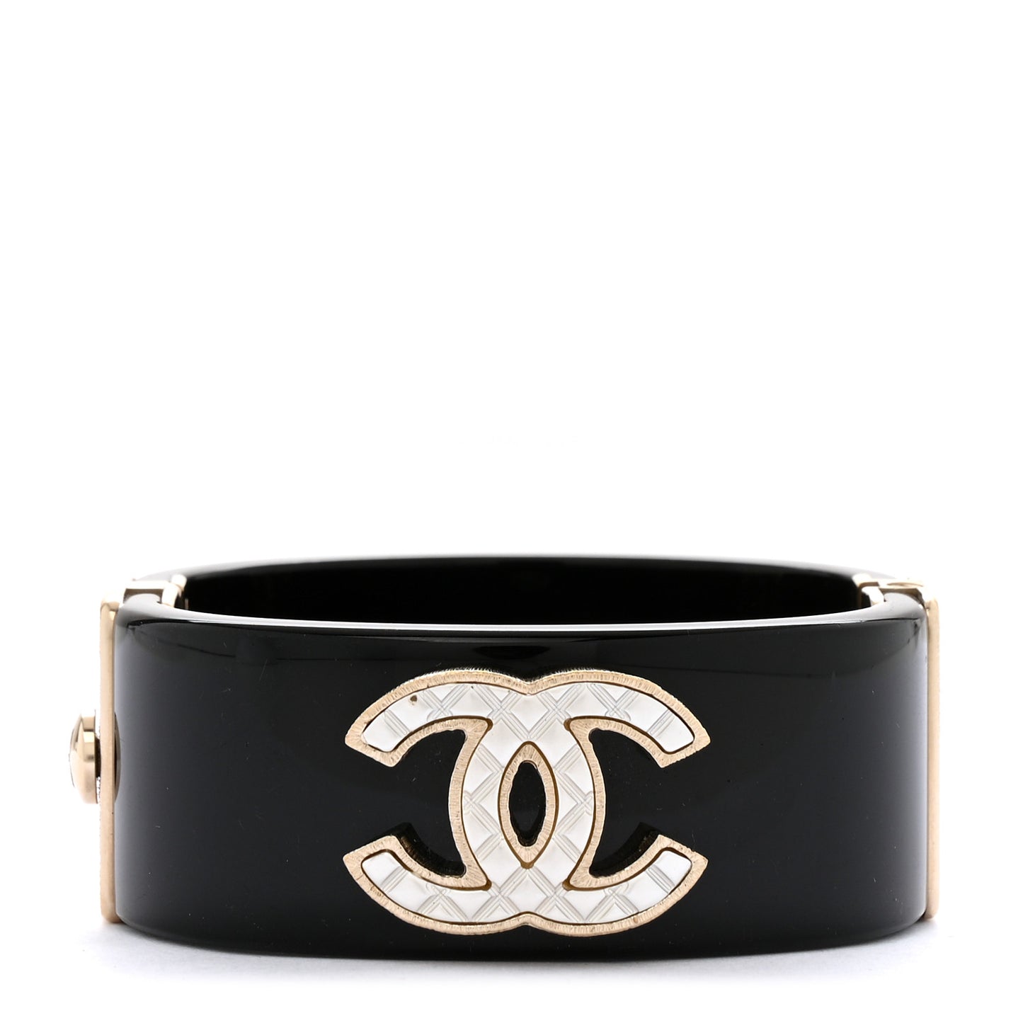 Resin Metal Quilted CC Cuff Black Gold