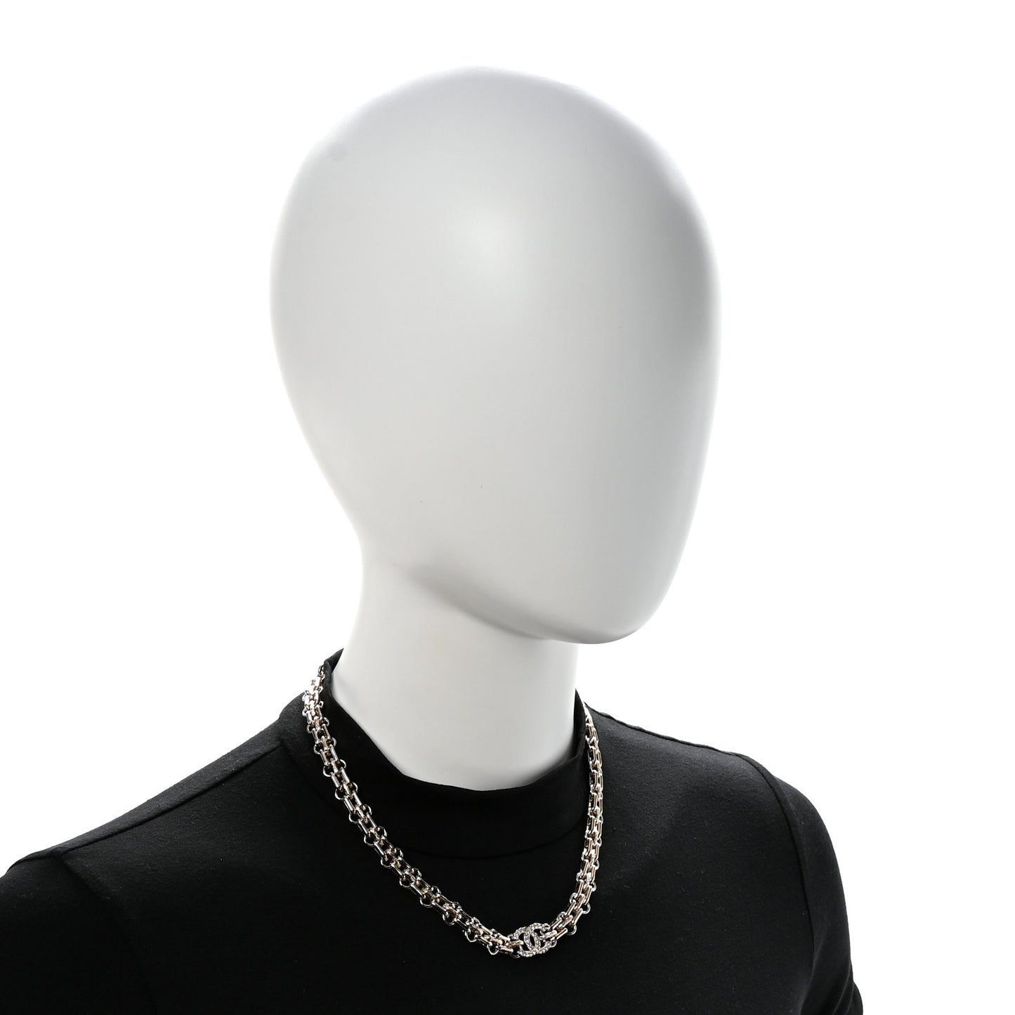 Metal Crystal CC Choker Necklace Gold
