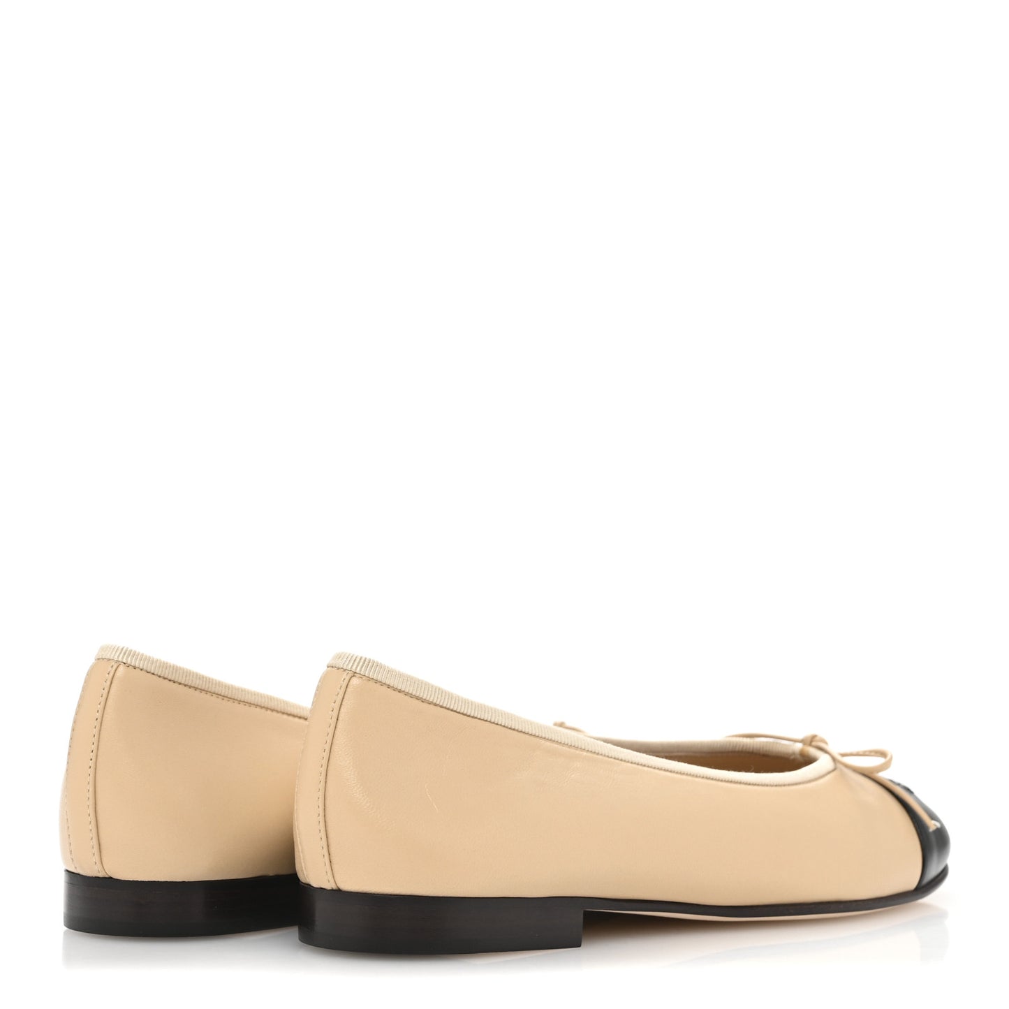 Lambskin Cap Toe CC Ballerina Flats 36.5 Beige Black